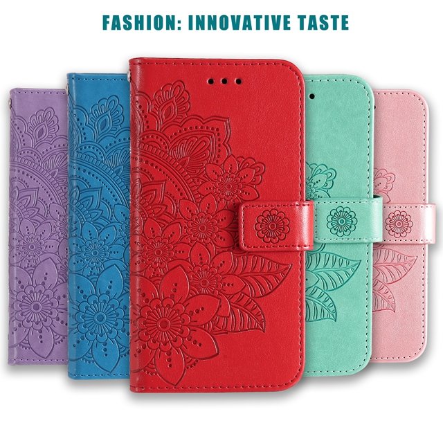 Embossed Flower Wallet Leather Case For Iphone 16 15 14 13 Mini 12 Pro Max 11 X XS XR 7 8 6 6S Plus Strap Flip Phone Cover Pouch