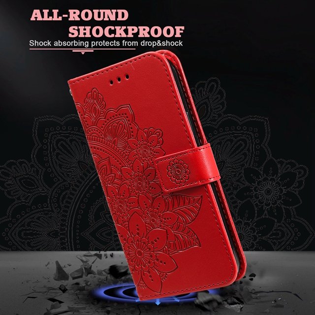 Embossed Flower Wallet Leather Case For Iphone 16 15 14 13 Mini 12 Pro Max 11 X XS XR 7 8 6 6S Plus Strap Flip Phone Cover Pouch