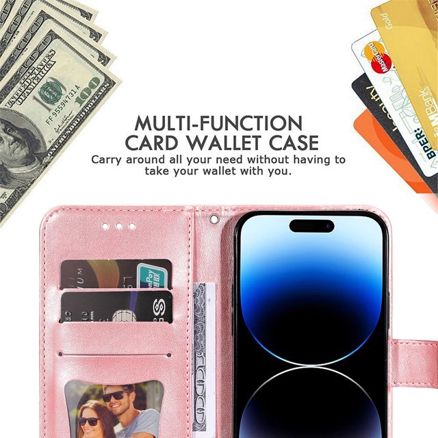 Embossed Flower Wallet Leather Case For Iphone 16 15 14 13 Mini 12 Pro Max 11 X XS XR 7 8 6 6S Plus Strap Flip Phone Cover Pouch