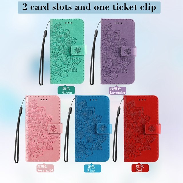 Embossed Flower Wallet Leather Case For Iphone 16 15 14 13 Mini 12 Pro Max 11 X XS XR 7 8 6 6S Plus Strap Flip Phone Cover Pouch