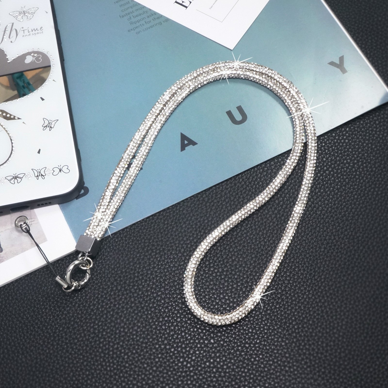 Crossbody Chain Glitter Rhinestone Phone Lanyard Long Style Hanging Cord Mobile Phone Rope Luxury Anti Drop Mobile Phone Chain