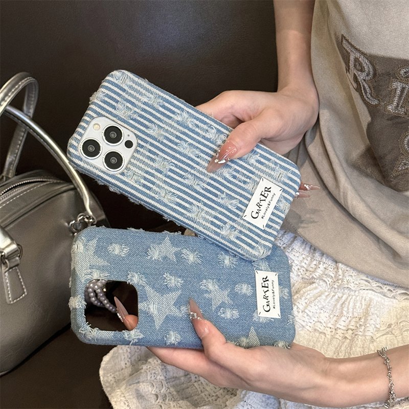 For iPhone 16 pro max 15 14 13 12 11Women Distressed Demin Phone Cases Fashion Full Body Protective Covers
