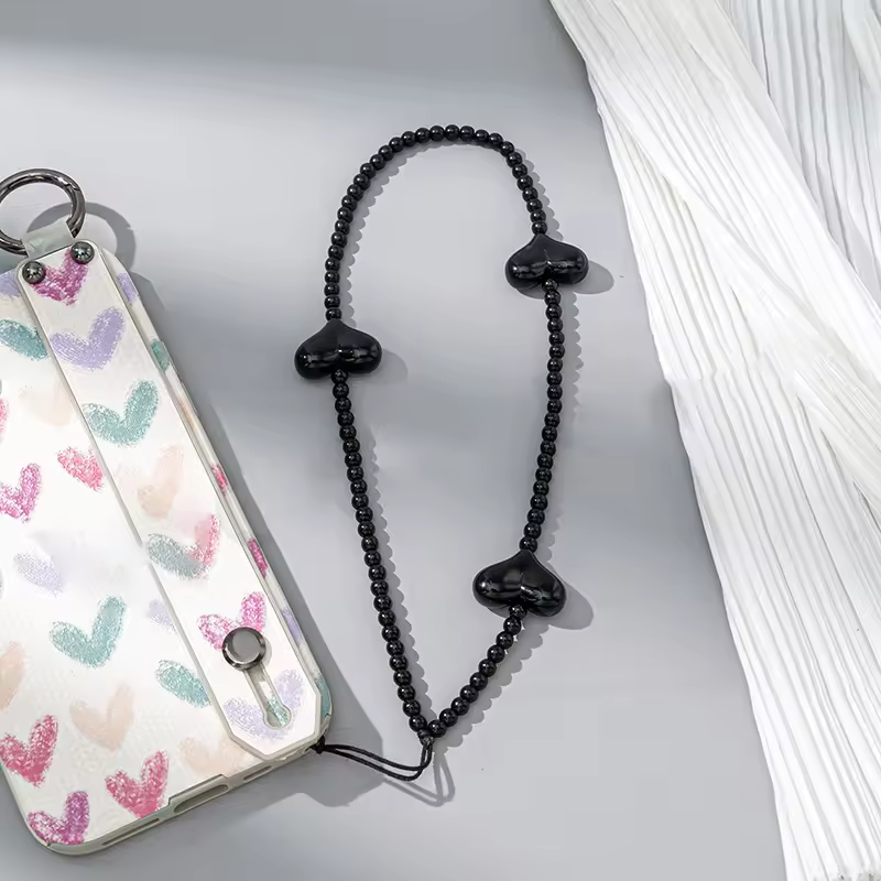 High-end color heart bead mobile phone chain Lange anti-loss mobile phone Japan and South Korea best-selling 2024