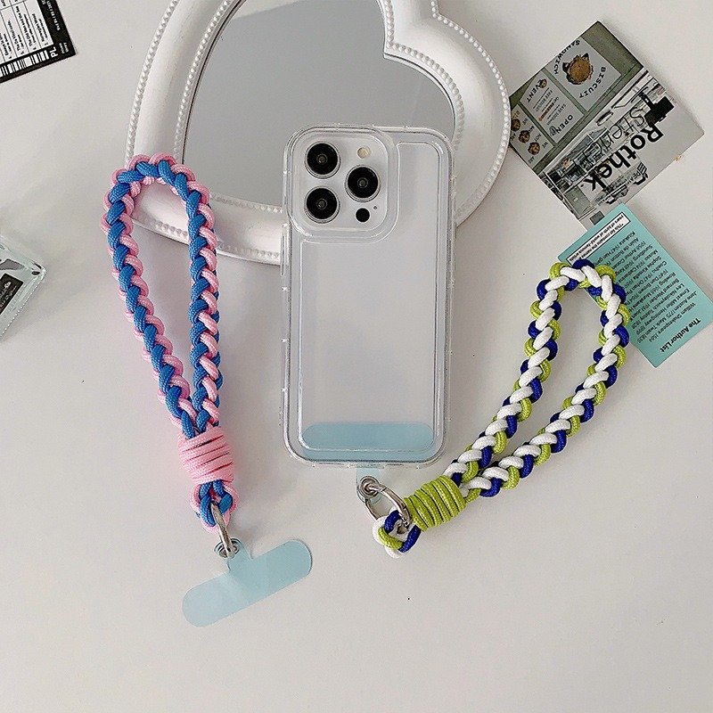 Colorful Handmade Mobile Phone Wristband Strap Short Durable Keychain Holder Anti Lost Nylon Phone Charm Strap Color Patch