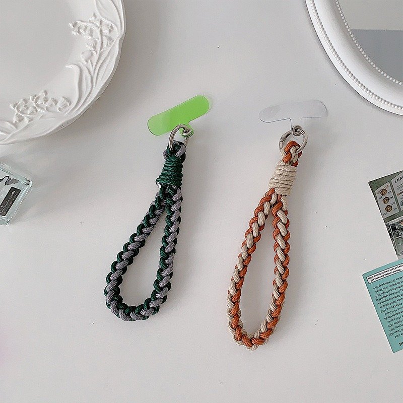 Colorful Handmade Mobile Phone Wristband Strap Short Durable Keychain Holder Anti Lost Nylon Phone Charm Strap Color Patch