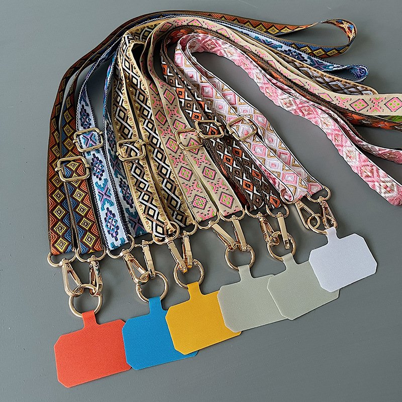 Wholesale Custom Factory Sublimation Polyester Phone Strap Lanyard with Silk Logo Printing for Mobile Phones