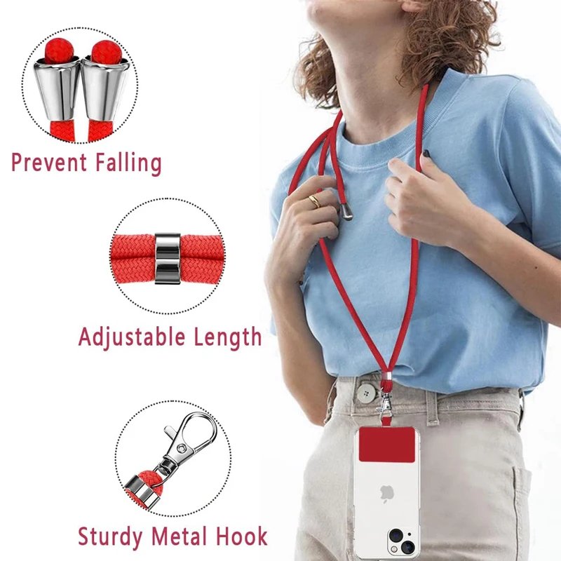 150cm Universal Adjustable Phone Lanyard Strap Mobile Phone Hanging Rope Neck Straps Anti-lost Lanyards Cell Phone Accessories