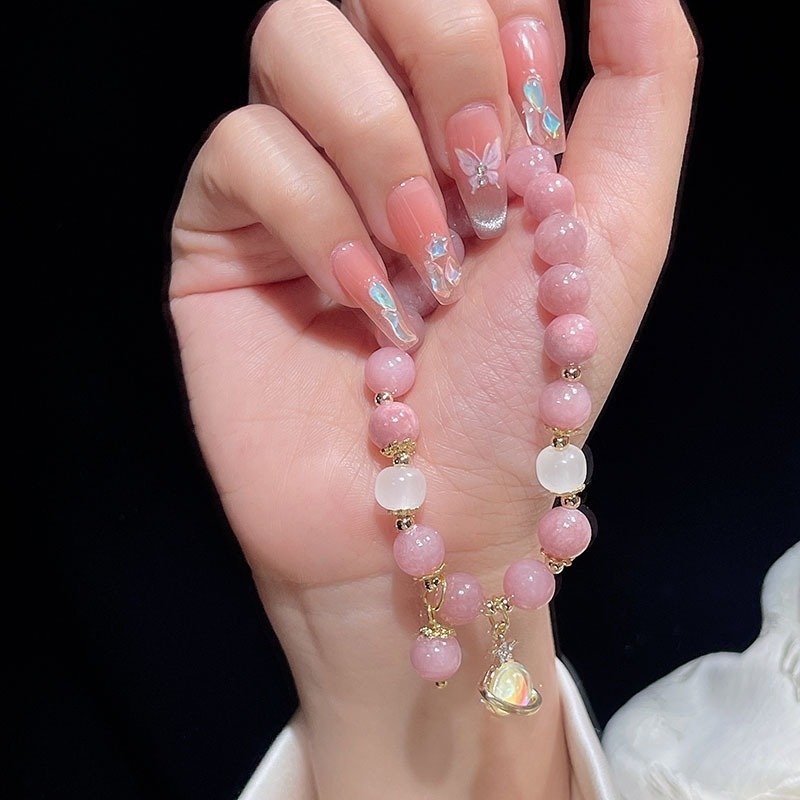 Korean Style Baby Girl Kids Candy Color Mixed Micro Gemstone Link butterfly Tassel Friendship Bracelet For Girlfriends Jewelry