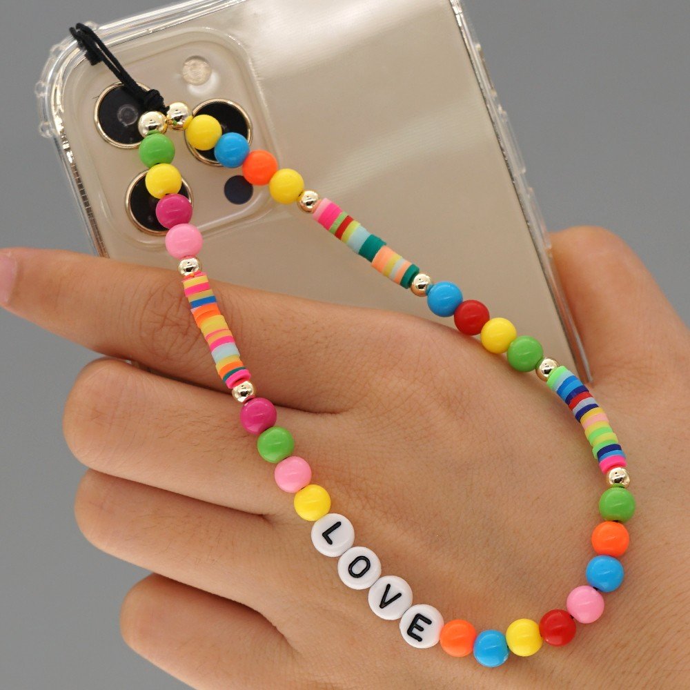 Go2Boho Lanyard Phone Chain Set for Phone Case Pony Love Heart Star Eye Beaded Kawaii Mobile Phone Chain Strap Women Jewelry Set