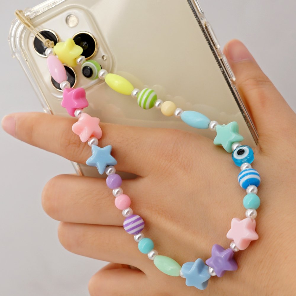 Go2Boho Lanyard Phone Chain Set for Phone Case Pony Love Heart Star Eye Beaded Kawaii Mobile Phone Chain Strap Women Jewelry Set