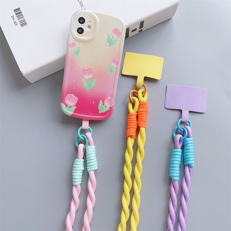 Personalized Trend Mobile Phone Universal Lanyard Diagonal Span Long Rope Color Strap Rope Fashion Safety Anti-Loss Rope