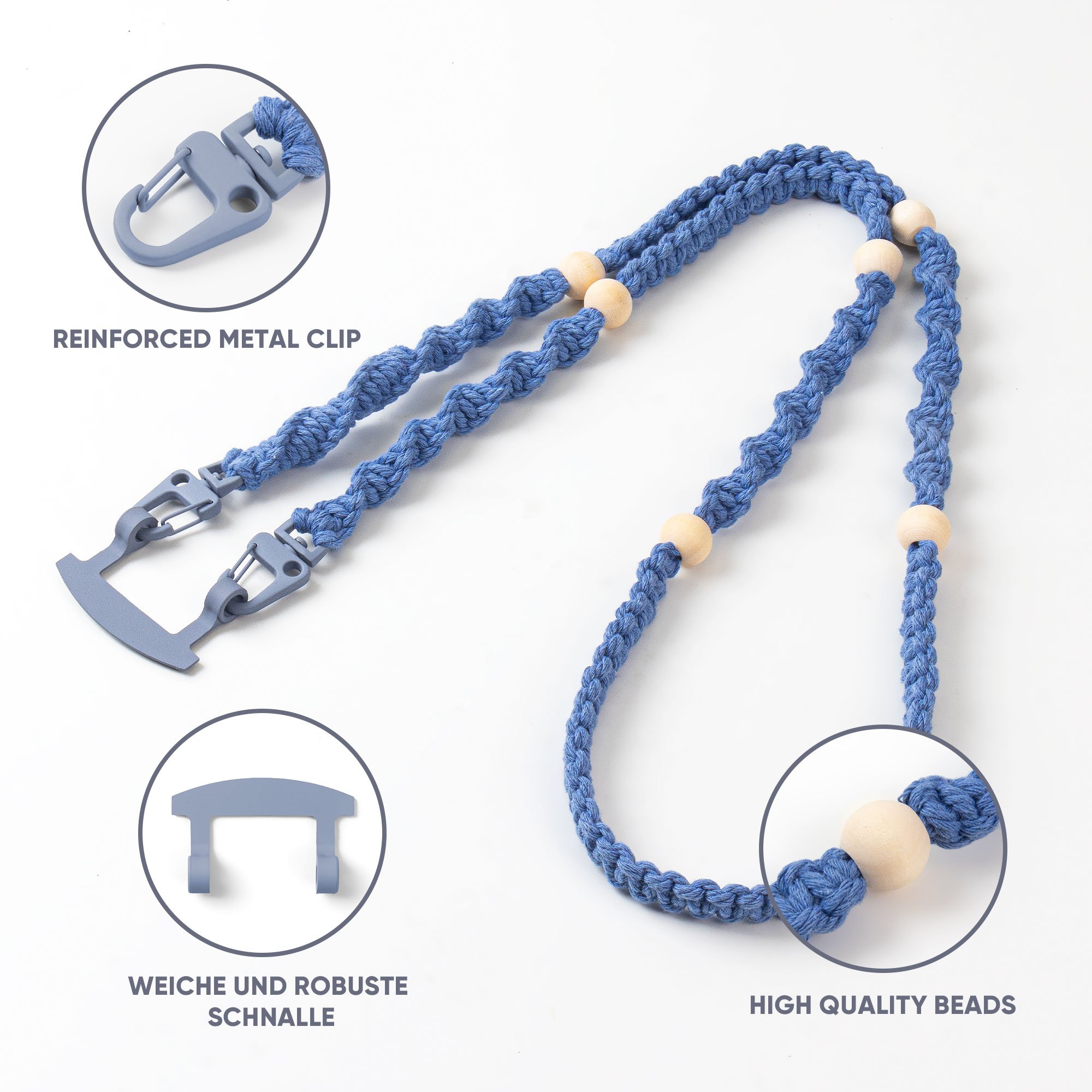 Universal Crossbody Necklace Neck nylon Cell Mobile Phone Weaving bead lanyard straps cord for Iphone 16 phone case
