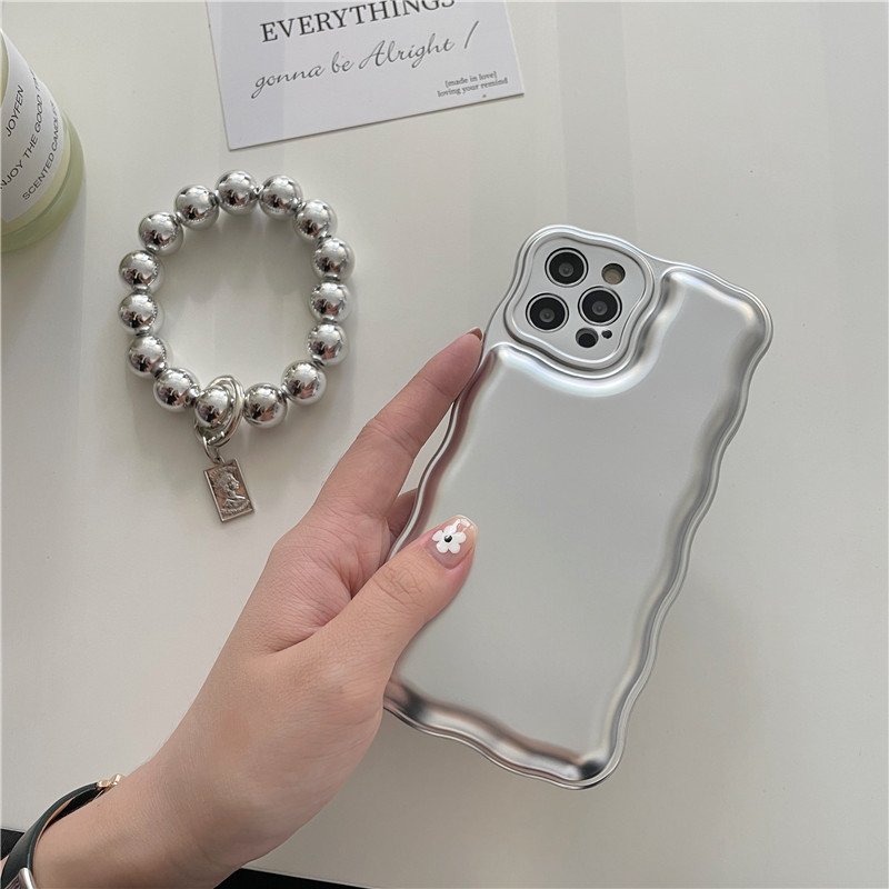 IMD Luxury Wavy Border Frame TPU Back Cover with Bracelet Phone Case for iphone 14 13 12 11 Pro X Xr Xs Max