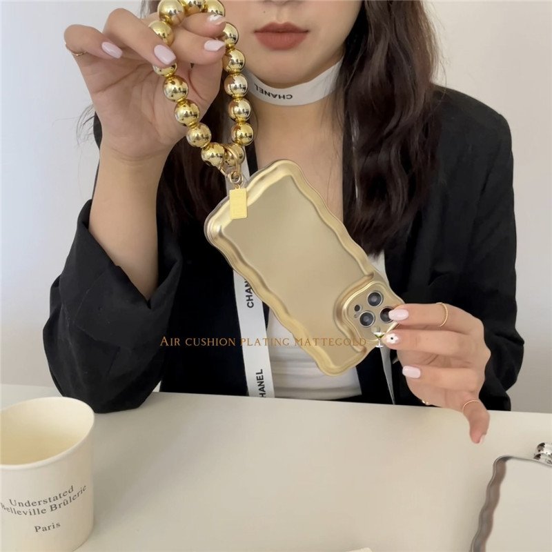 IMD Luxury Wavy Border Frame TPU Back Cover with Bracelet Phone Case for iphone 14 13 12 11 Pro X Xr Xs Max
