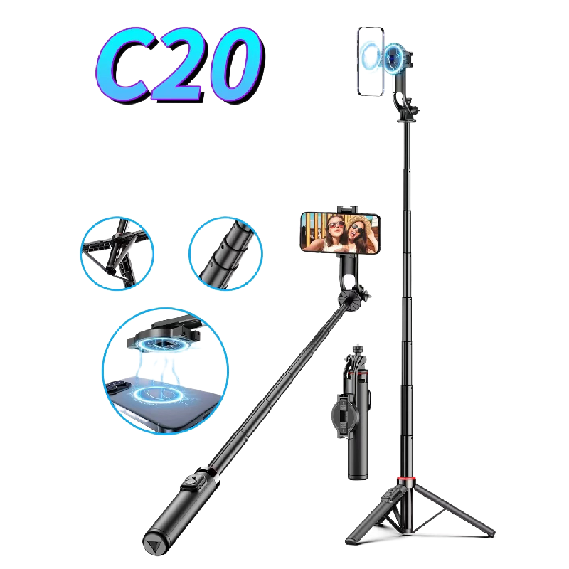 C20 The factory supplies the latest 360-degree rotating separate magnetic mobile phone selfie stick tripod