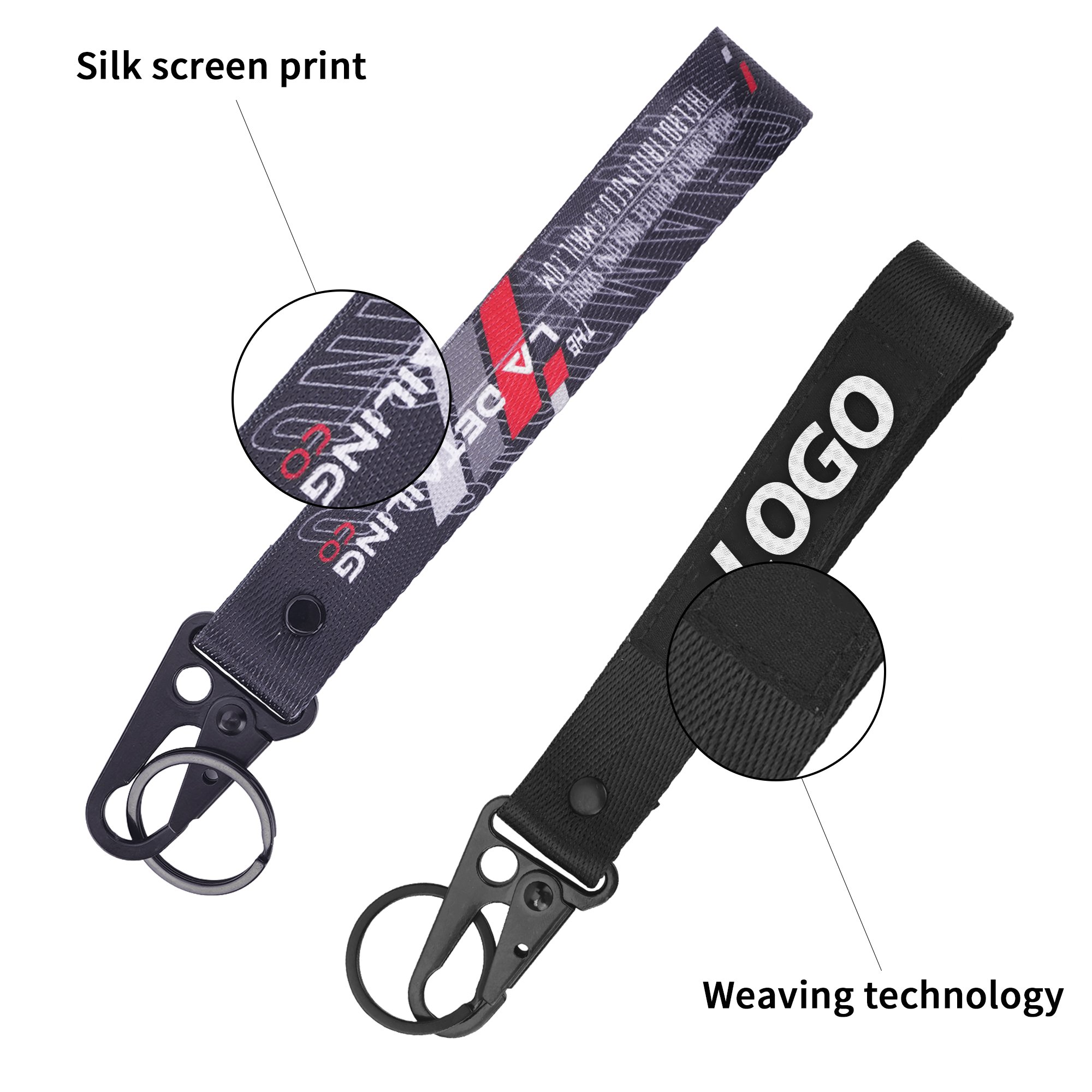 Promotional Mobile Phone Strap Printing Logo Lanyard Keychain Nylon Polyester Short Wristlet Keychain Cute Lanyard For Keys