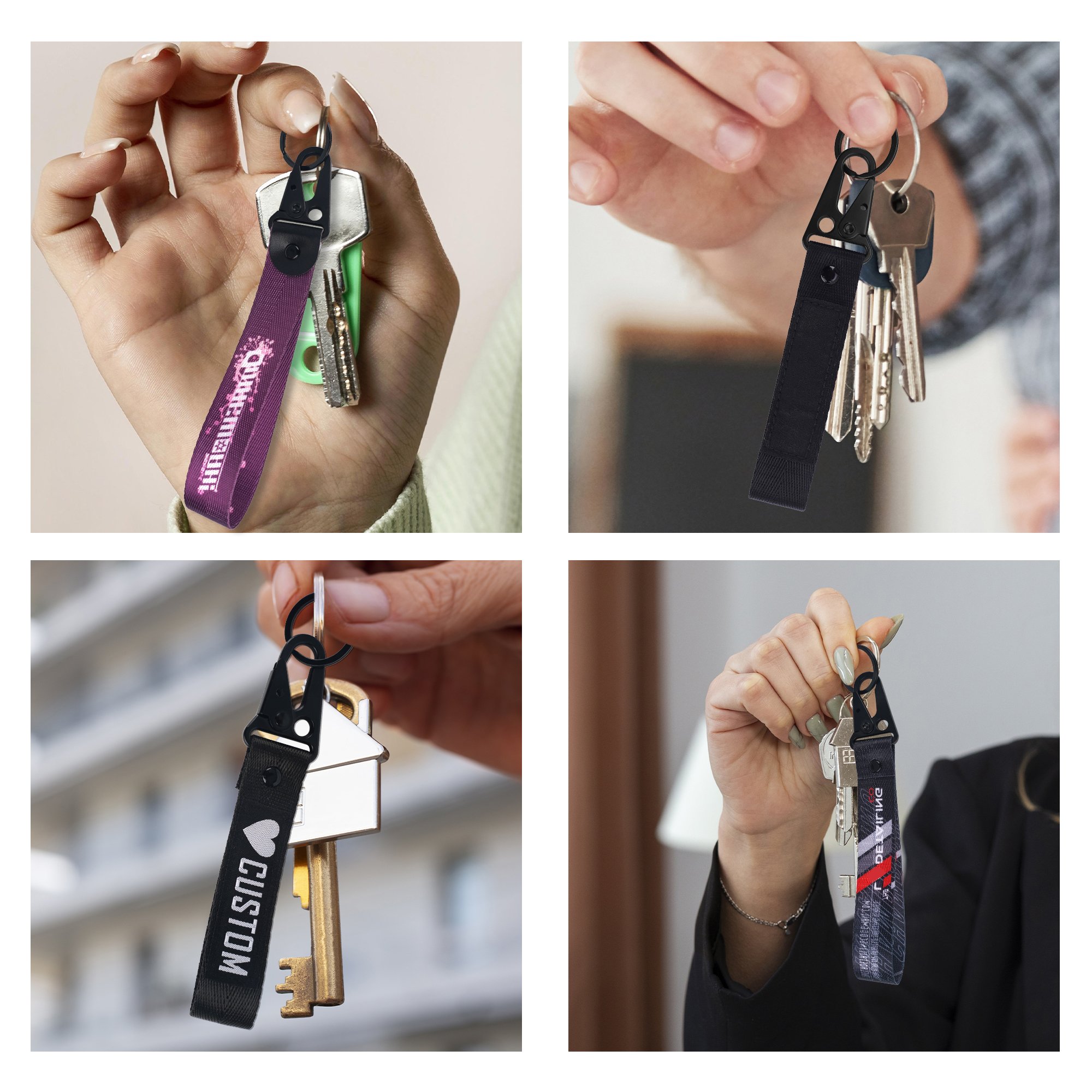 Promotional Mobile Phone Strap Printing Logo Lanyard Keychain Nylon Polyester Short Wristlet Keychain Cute Lanyard For Keys