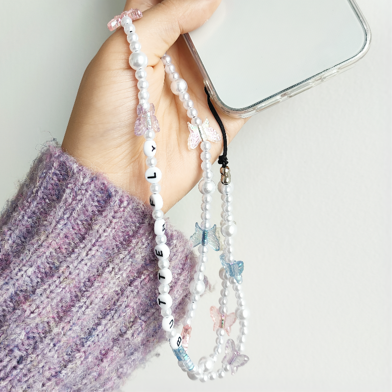 Hot Mobile phone Cute Phone Charm Strap Hook Custom Diy Trendy Cute Colorful Fruit Beaded Cell Phone Charm Chain Strap For Women