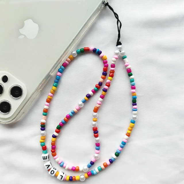 Hot Mobile phone Cute Phone Charm Strap Hook Custom Diy Trendy Cute Colorful Fruit Beaded Cell Phone Charm Chain Strap For Women