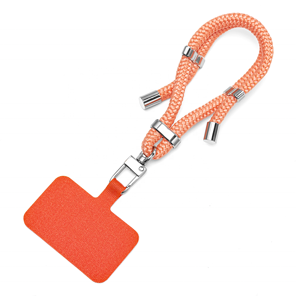 Mobile Phone Lanyard With Detachable Patch Trend Nylon Cellphone Strap With Tpu Card Short Dacron Rope Charm