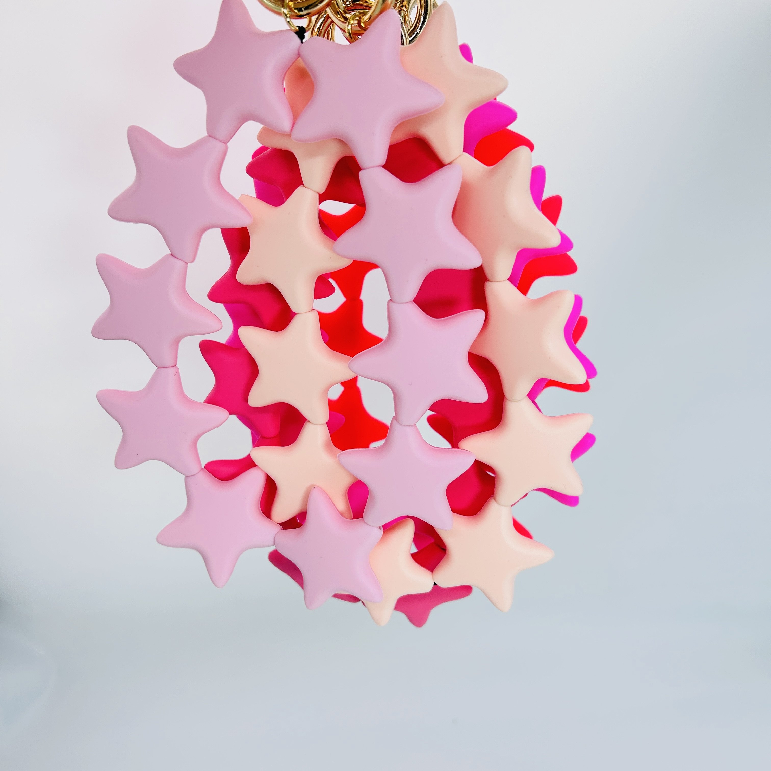 Yiwu manufactory pink big phone chain strap beautiful star phone chain silicone soft phone lanyard with bag pendant hanging