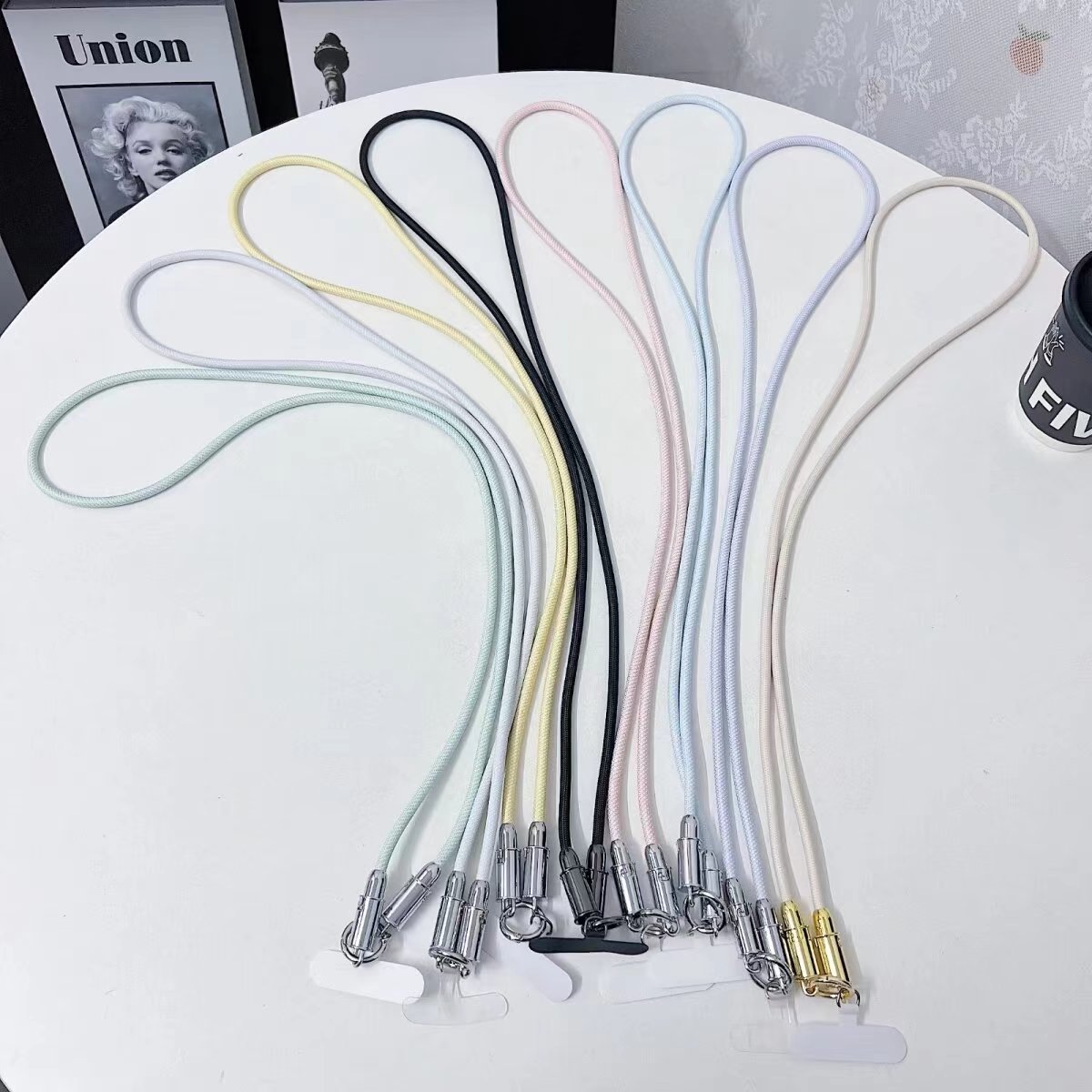 New design lanyard fast charging cable 2 in 1 type c to type c cables Braided Anti-lost rope PD 100W fast data cable