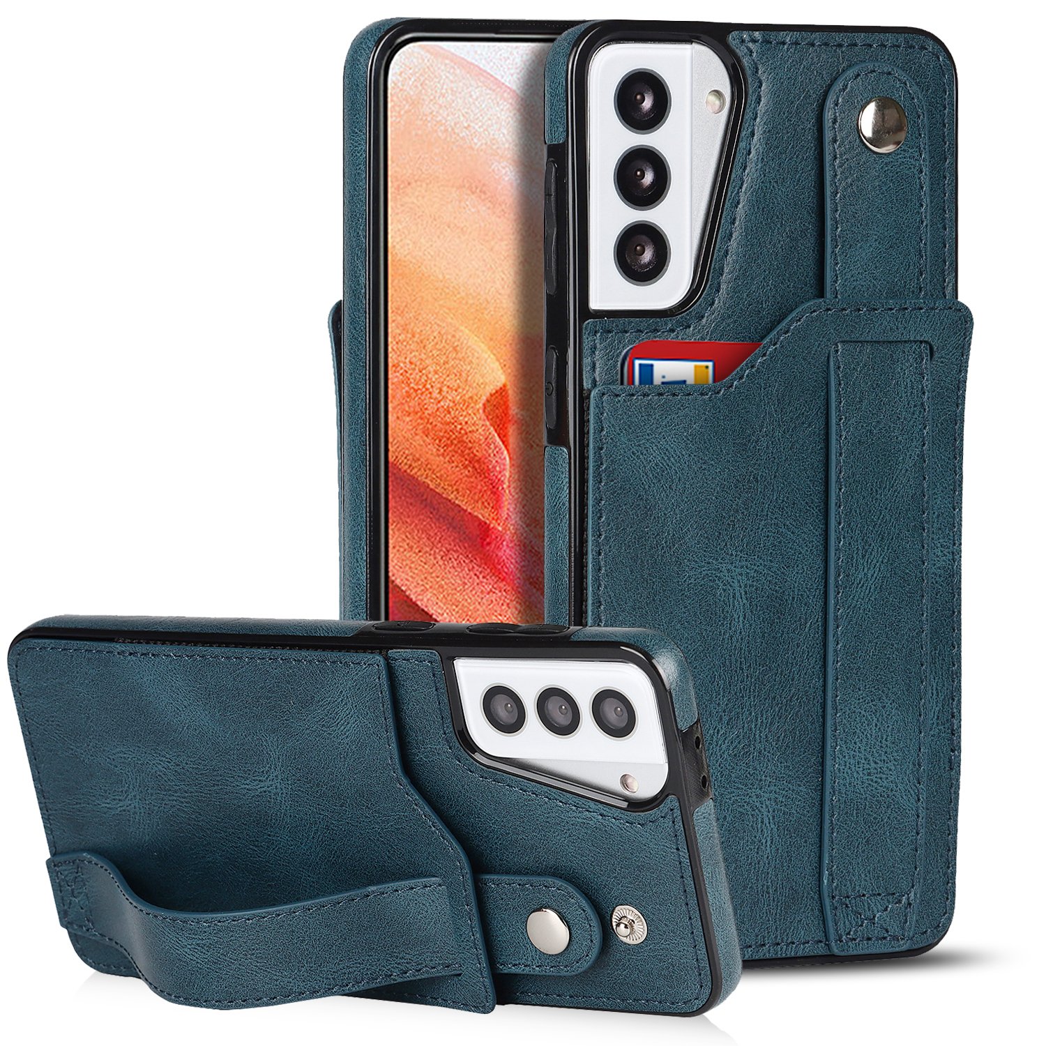 For Samsung S21 PU Leather Case Wrist Strap Phone Case For Note 20 Ultra A72 A32 A52 A22 A82 S20 Plus