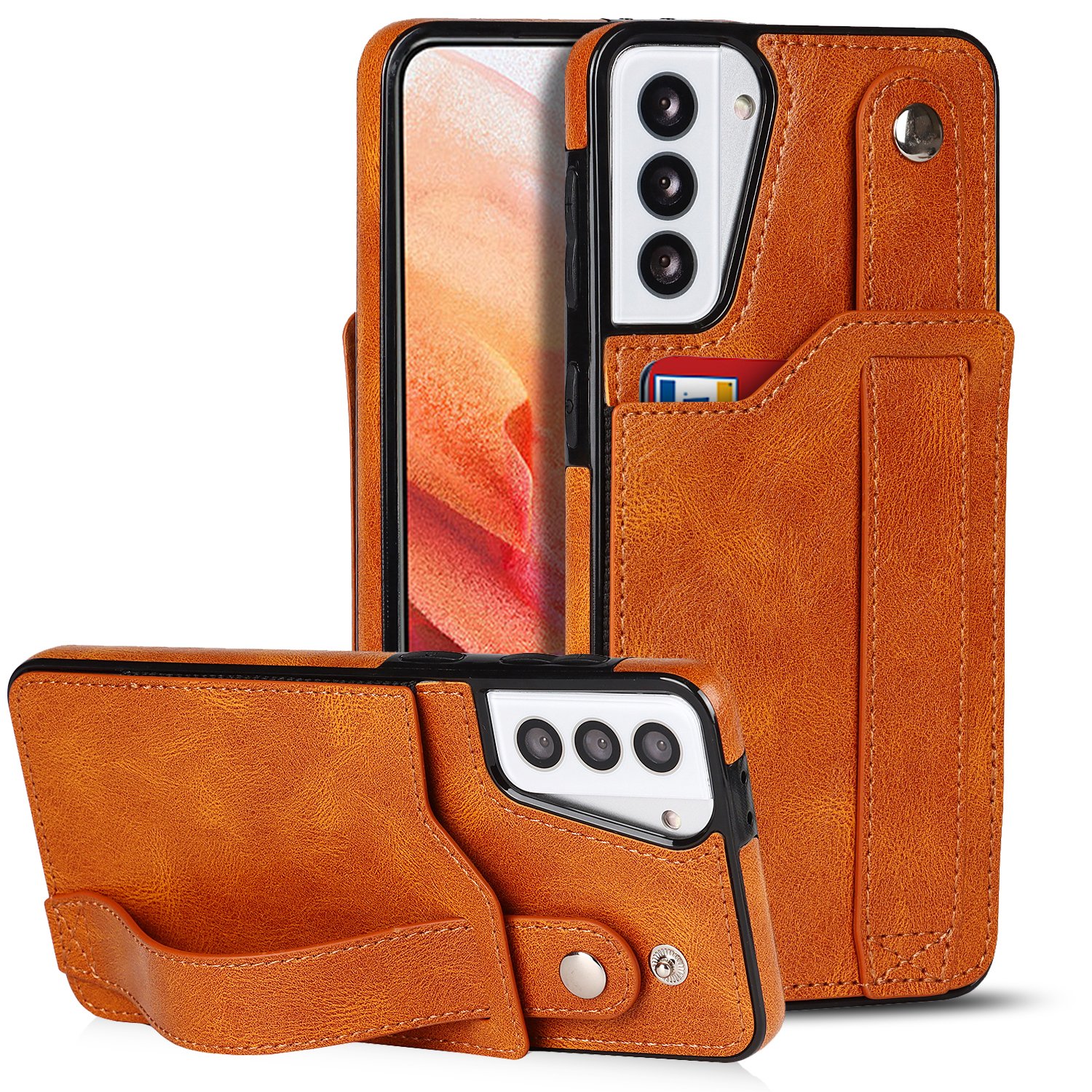 For Samsung S21 PU Leather Case Wrist Strap Phone Case For Note 20 Ultra A72 A32 A52 A22 A82 S20 Plus