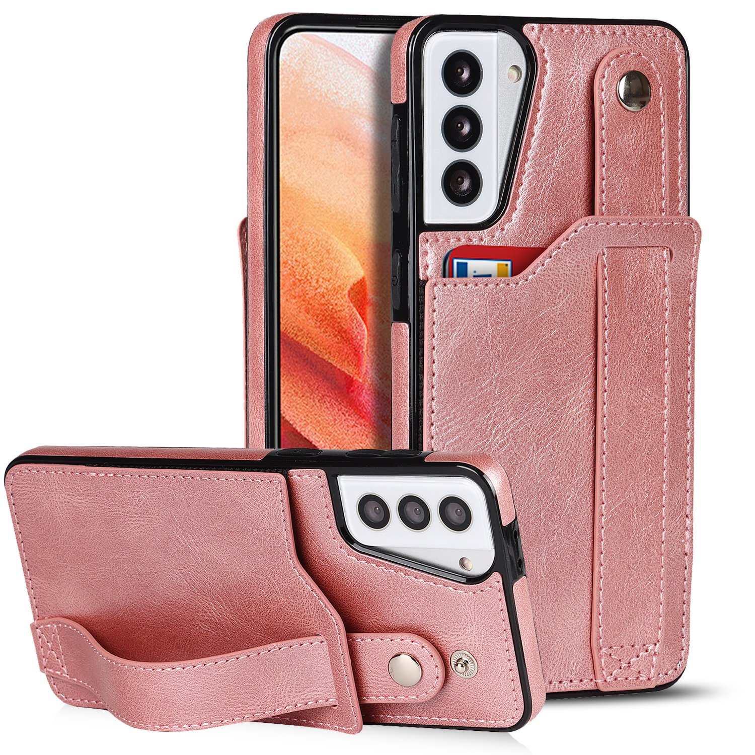 For Samsung S21 PU Leather Case Wrist Strap Phone Case For Note 20 Ultra A72 A32 A52 A22 A82 S20 Plus