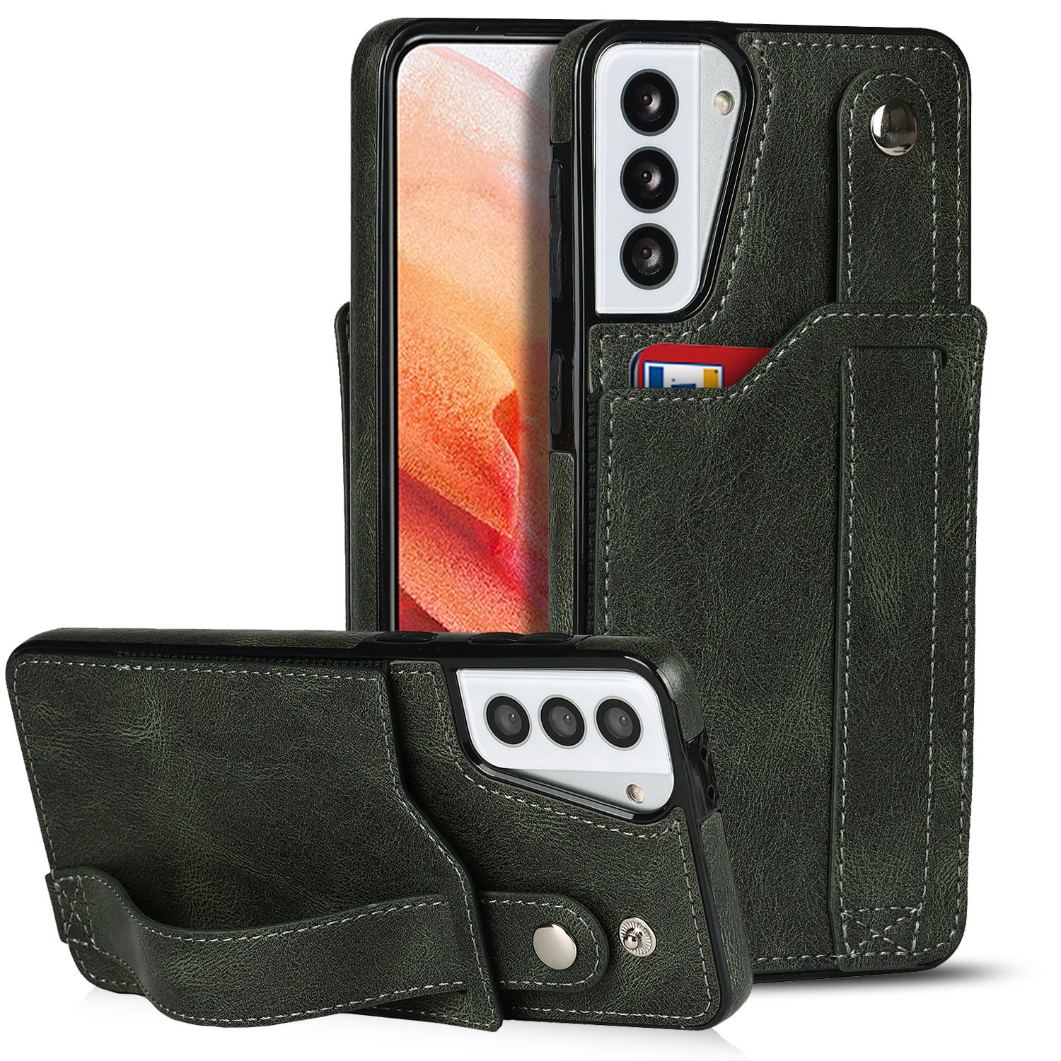 For Samsung S21 PU Leather Case Wrist Strap Phone Case For Note 20 Ultra A72 A32 A52 A22 A82 S20 Plus