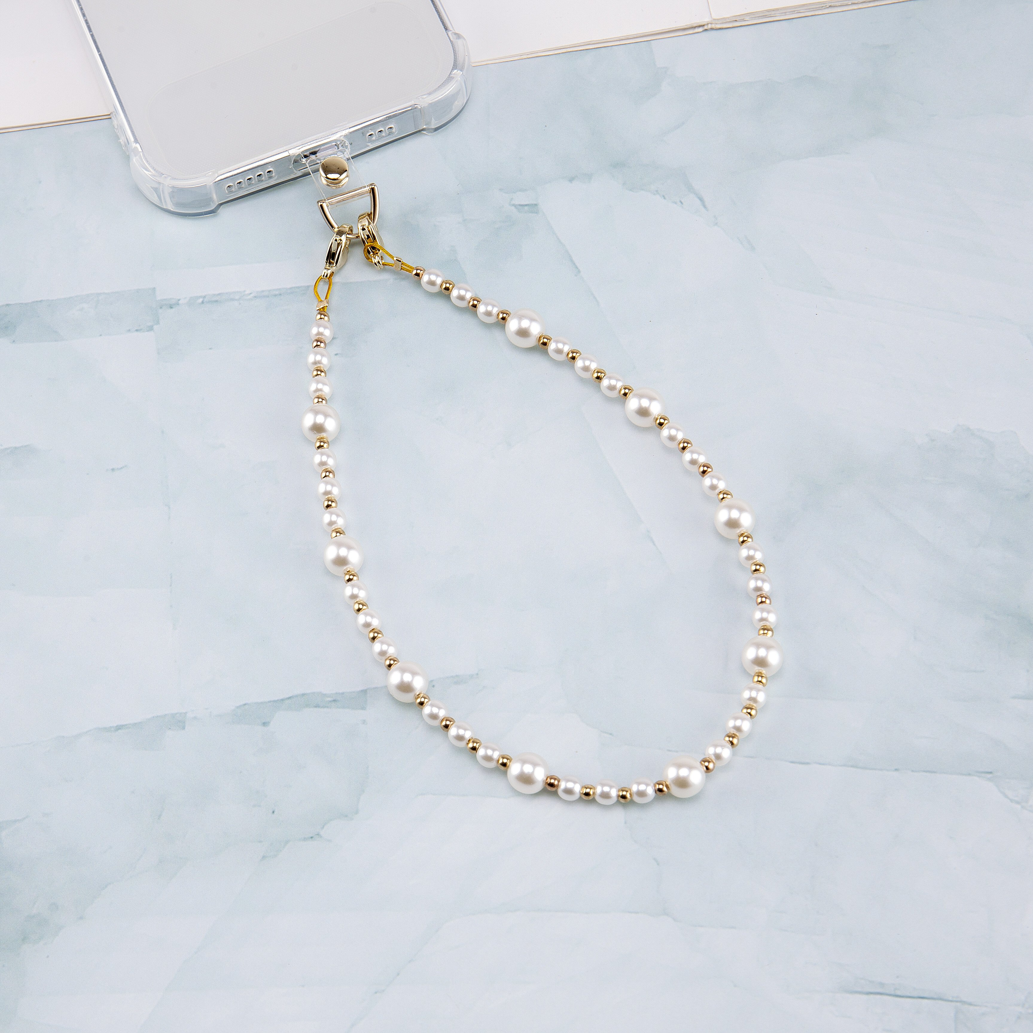 Exquisite and Elegant Stargazer Beaded Pearl Style Mobile Phone Lanyard and Mobile Phone Wrist Strap