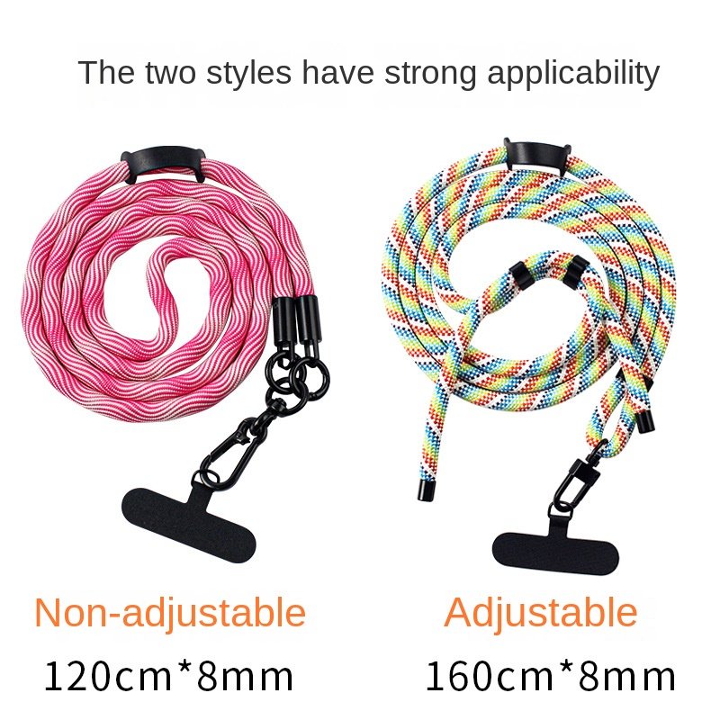 Wholesale Cross-border 8mm Thick Braided Mobile Phone StrapUniversal Anti-lost Lanyard 120cm for Hanging Mobile Phones and Bags