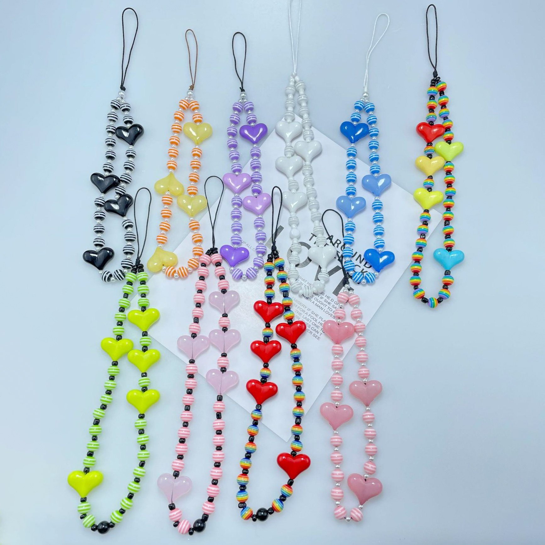 Hot European And American Custom DIY Mobile phone strap with Colorful Beads For Women Girls universal mobile cell phone bracelet