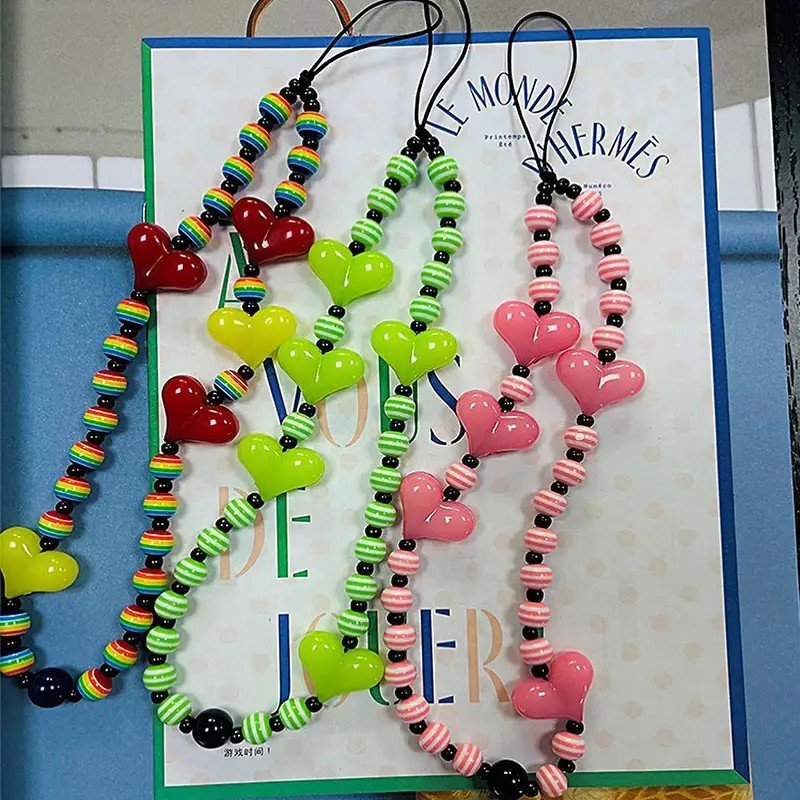 Hot European And American Custom DIY Mobile phone strap with Colorful Beads For Women Girls universal mobile cell phone bracelet