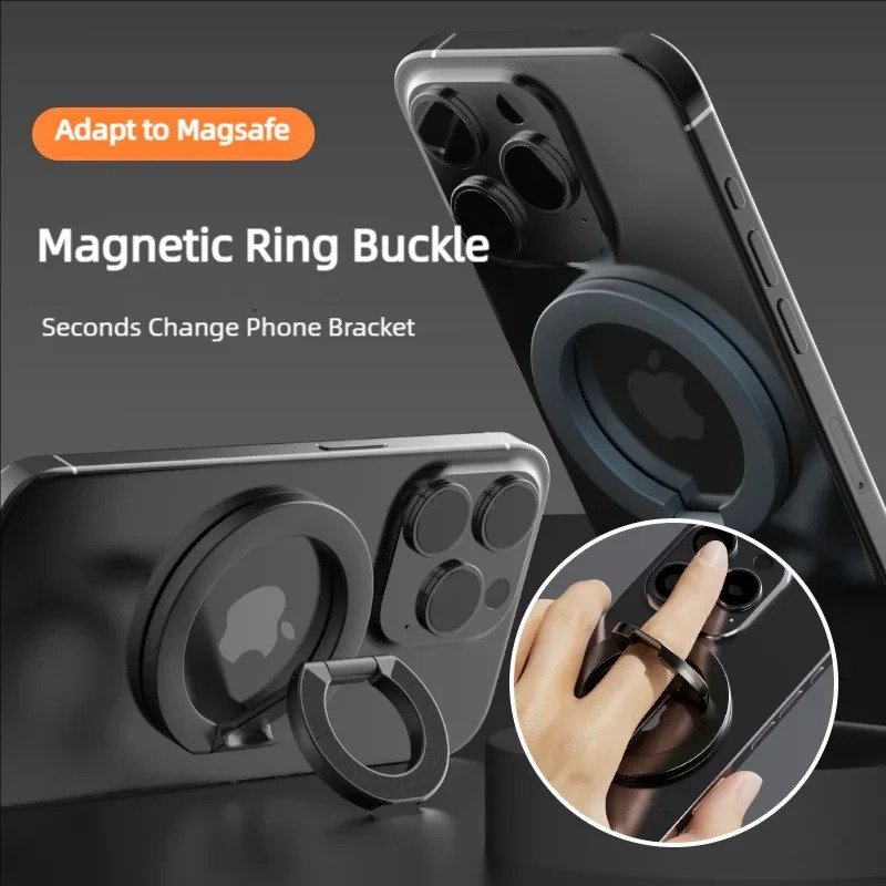 New Arrival Foldable Double Sided Magnetic Phone Ring Holder for iPhone 16 15 14 Adjustable Cell Phone Kickstand Magnet Grip