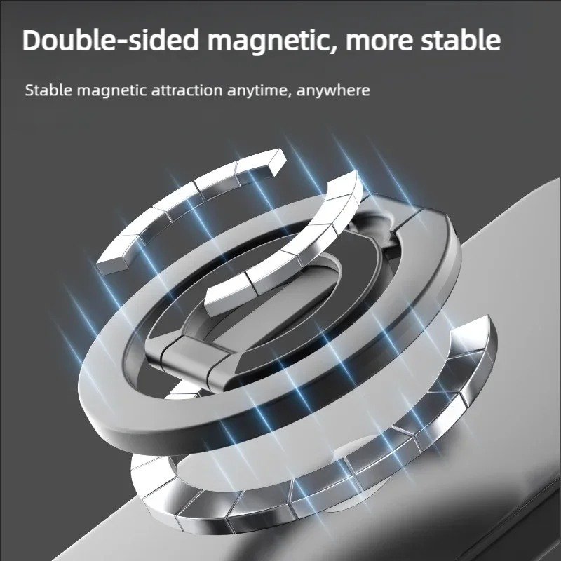 New Arrival Foldable Double Sided Magnetic Phone Ring Holder for iPhone 16 15 14 Adjustable Cell Phone Kickstand Magnet Grip