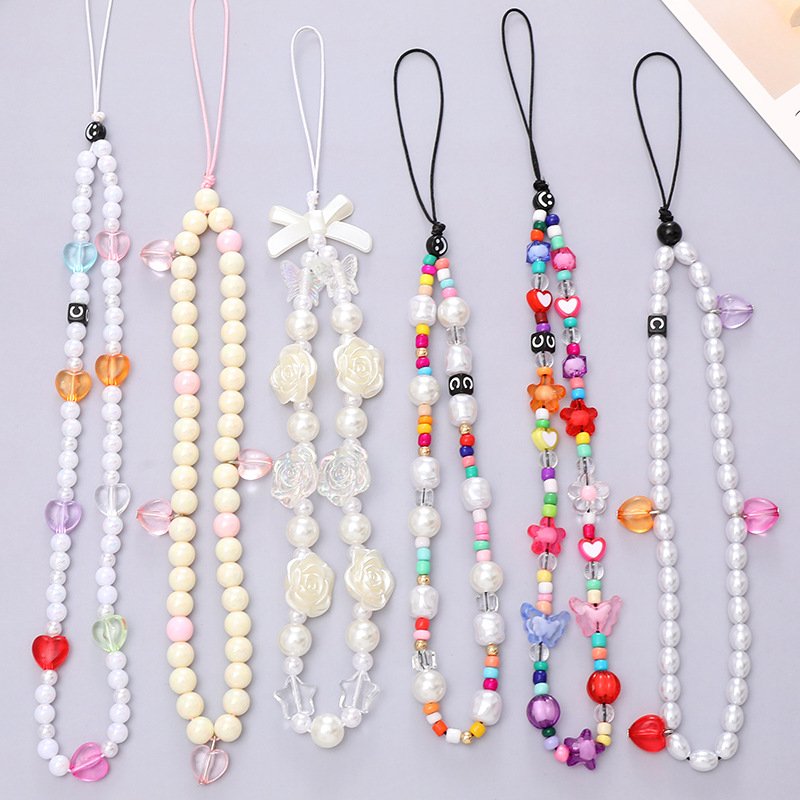 hot selling Smile Bear Flower Heart Letters Lanyard Cord String Strap Universal Mobile Charm Hook Cell Phone Charms Beads Chains