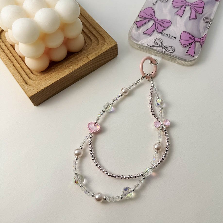 High Quality Beaded Crystal Acrylic Phone Charms Pendant for Purse Backpack Handbag Phonecases Car key Airpods Strap Lanyard