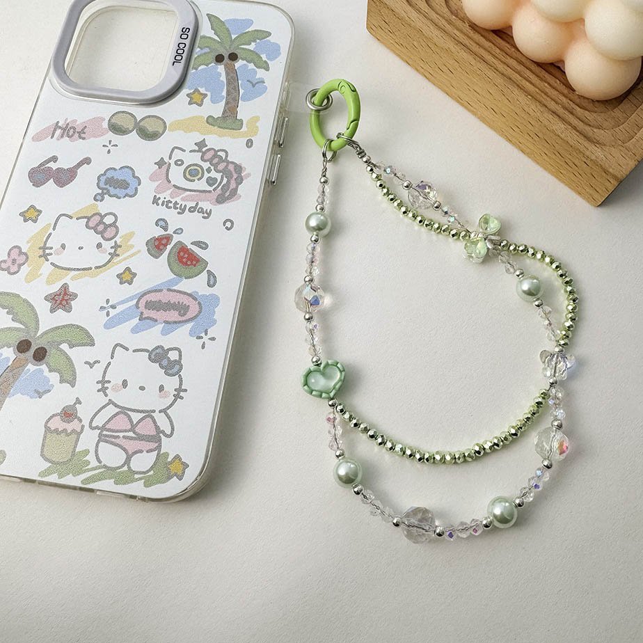 High Quality Beaded Crystal Acrylic Phone Charms Pendant for Purse Backpack Handbag Phonecases Car key Airpods Strap Lanyard
