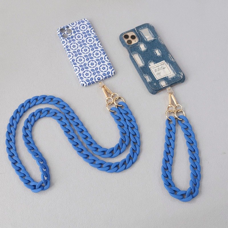 Matte Acrylic Chain Mobile Phone Chain Holder Cross Body Cell Phone Chain Wrist Strap Hands-Free Smartphone Necklace Lanyard