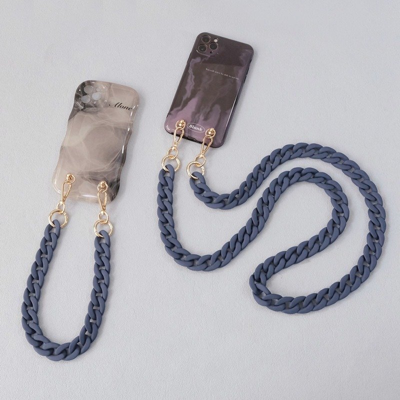 Matte Acrylic Chain Mobile Phone Chain Holder Cross Body Cell Phone Chain Wrist Strap Hands-Free Smartphone Necklace Lanyard