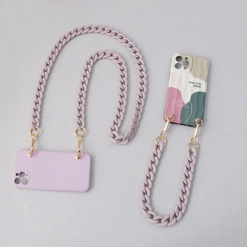 Matte Acrylic Chain Mobile Phone Chain Holder Cross Body Cell Phone Chain Wrist Strap Hands-Free Smartphone Necklace Lanyard