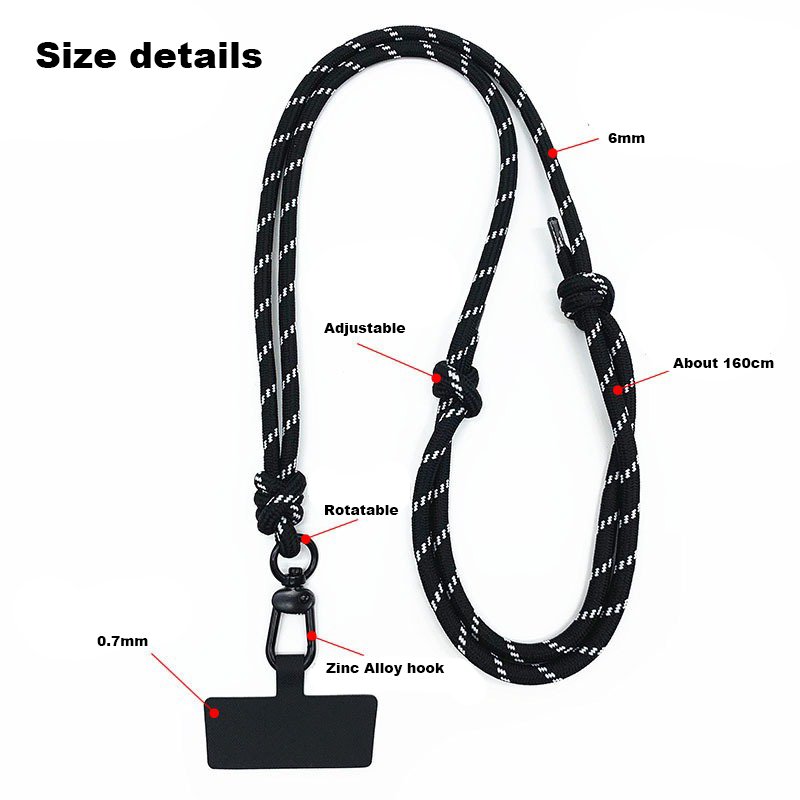 6mm Mobile Phone Crossbody Lanyard With Patch Camera Shoulder Cord Key Anti Loss Rope Adjustable Nylon Cellphone Neck Strap