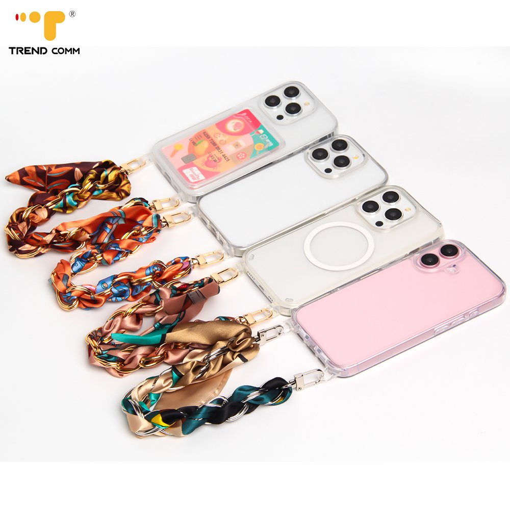 New Arrival Metal Keychain Wrist Strap Lanyard with Scarves Luxury Detachable Phone Chain