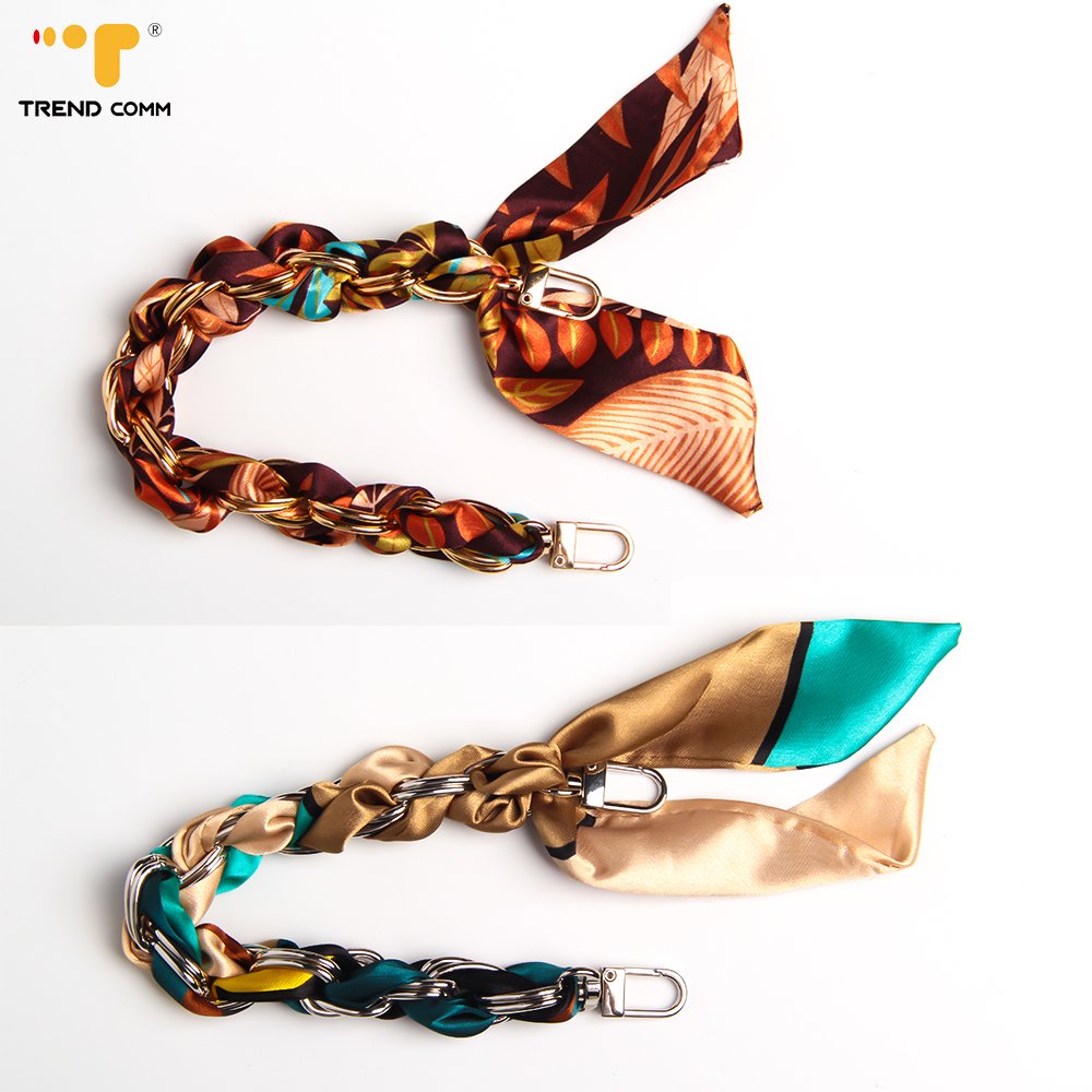 New Arrival Metal Keychain Wrist Strap Lanyard with Scarves Luxury Detachable Phone Chain