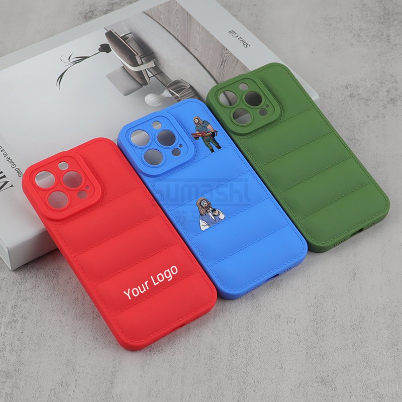 custom luxury phone case tpu shockproof mobile phone case 3d jacket puffer phone case for iphone 16 15 16 12 13 14 pro max