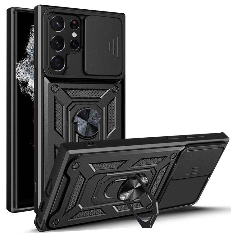 2in1 TPU & PC phone case with stand and ring windows for iPhone 15 16 Pro max Armor phone cover