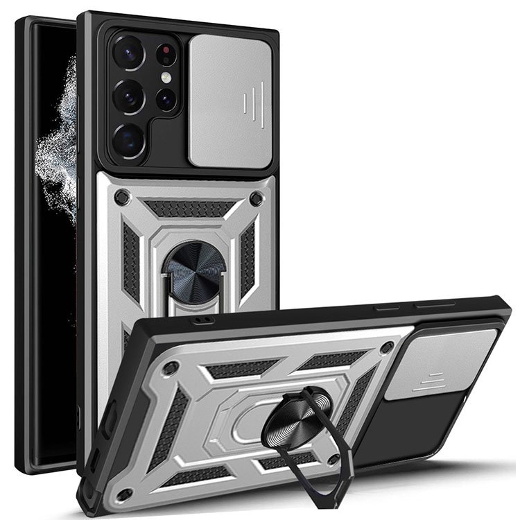 2in1 TPU & PC phone case with stand and ring windows for iPhone 15 16 Pro max Armor phone cover