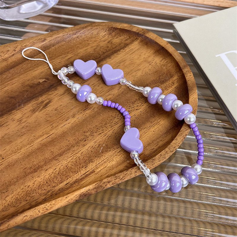 MYLULU YiWu Market Agent candy color lanyard mobile phone charms chain pure hand-beaded wrist rope short pendant accessories