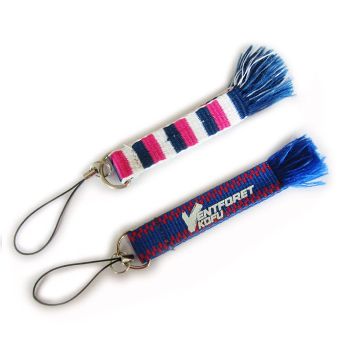 Custom Woven Logo Phone Holder with Short Strap Screen Printing String Lanyard for Mobile Devices